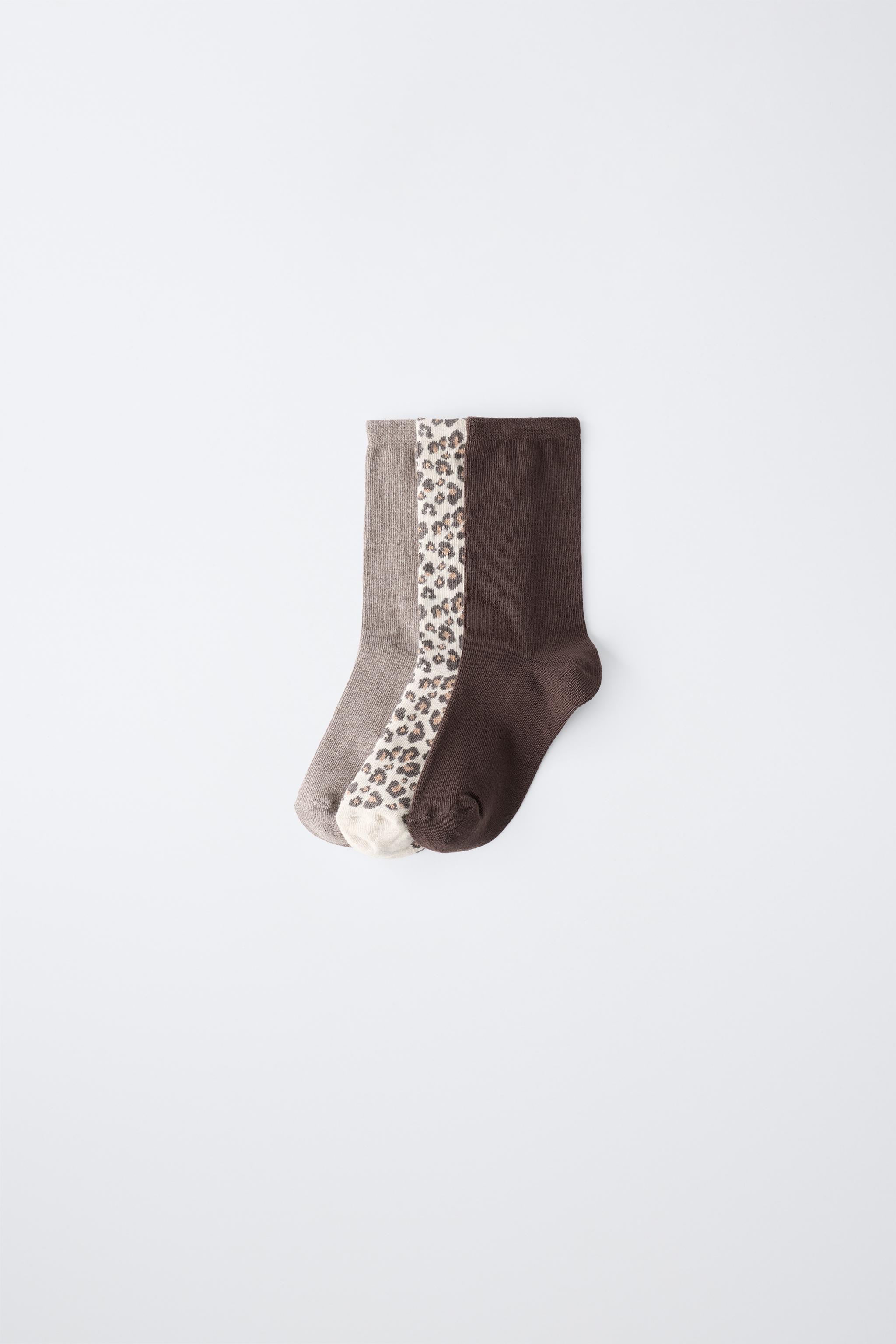 LOT DE TROIS PAIRES CHAUSSETTES MONTANTES ANIMAL PRINT